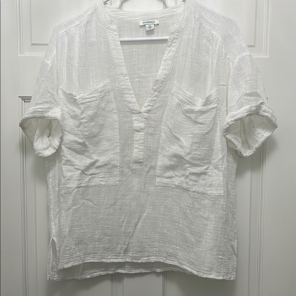 Sundance White Textured Cotton Blend Oversized Short Sleeve Top - Size XS - Picture 1 of 14